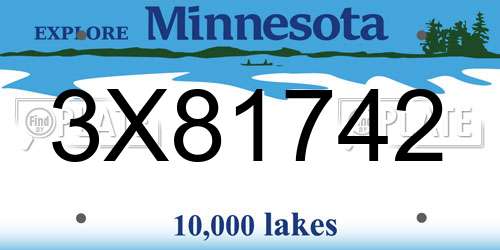 3X81742 Minnesota License Plate