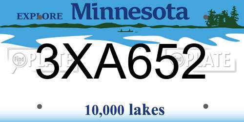 3XA652 Minnesota License Plate