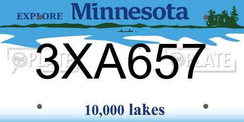 3XA657 Minnesota License Plate