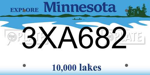 3XA682 Minnesota License Plate
