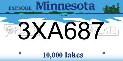 3XA687 Minnesota License Plate