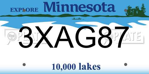 3XAG87 Minnesota License Plate