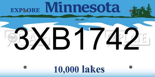 3XB1742 Minnesota License Plate