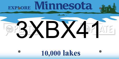 3XBX41 Minnesota License Plate