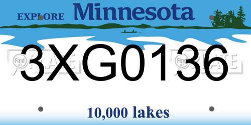3XG0136 Minnesota License Plate