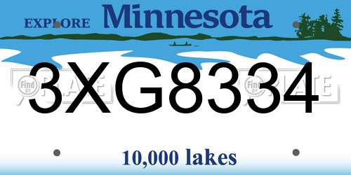 3XG8334 Minnesota License Plate