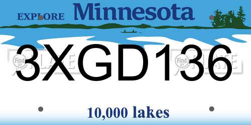 3XGD136 Minnesota License Plate