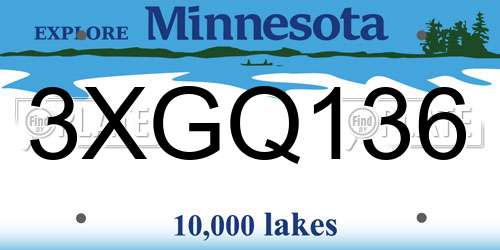 3XGQ136 Minnesota License Plate