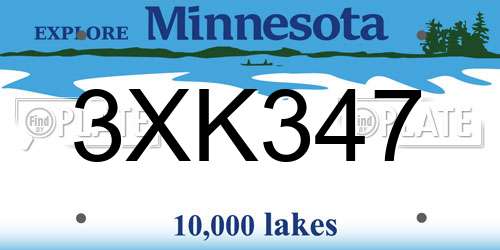 3XK347 Minnesota License Plate