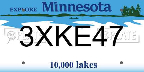 3XKE47 Minnesota License Plate