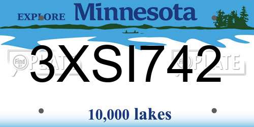3XSI742 Minnesota License Plate