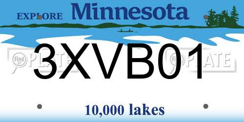 3XVB01 Minnesota License Plate