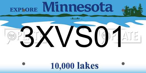 3XVS01 Minnesota License Plate