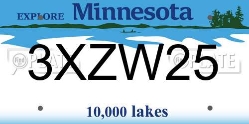 3XZW25 Minnesota License Plate