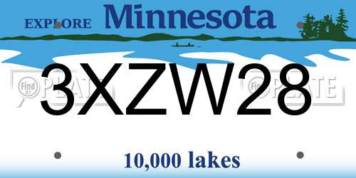 3XZW28 Minnesota License Plate