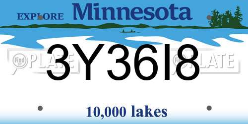 3Y36I8 Minnesota License Plate
