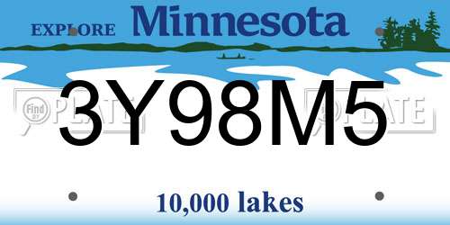 3Y98M5 Minnesota License Plate