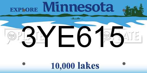 3YE615 Minnesota License Plate
