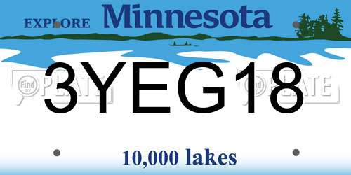 3YEG18 Minnesota License Plate
