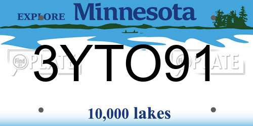 3YTO91 Minnesota License Plate