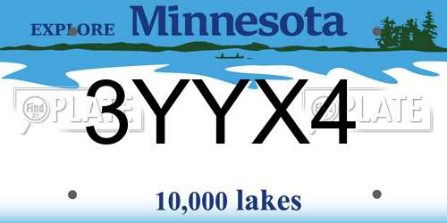 3YYX4 Minnesota License Plate