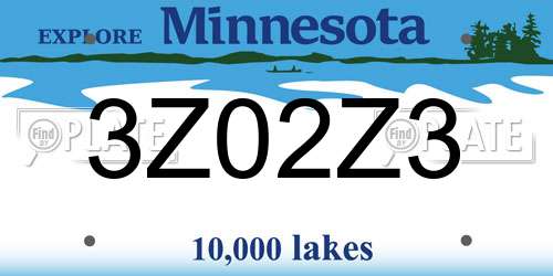 3Z02Z3 Minnesota License Plate