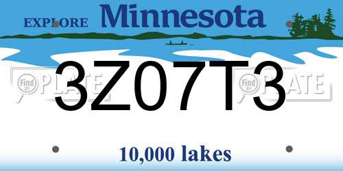 3Z07T3 Minnesota License Plate