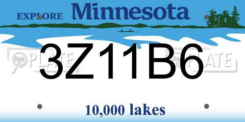3Z11B6 Minnesota License Plate