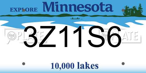 3Z11S6 Minnesota License Plate