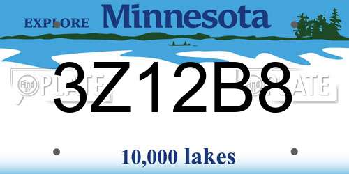 3Z12B8 Minnesota License Plate