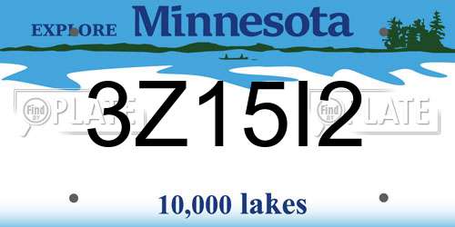 3Z15I2 Minnesota License Plate
