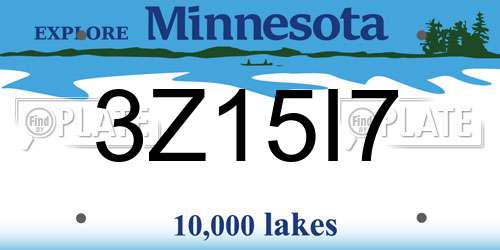 3Z15I7 Minnesota License Plate