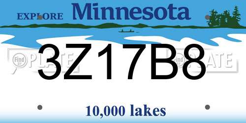3Z17B8 Minnesota License Plate
