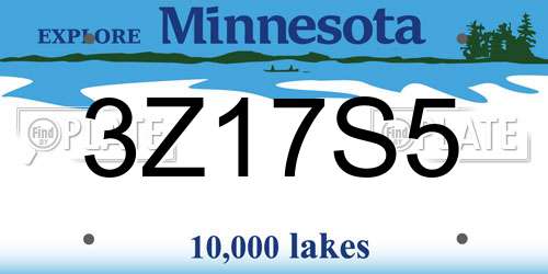 3Z17S5 Minnesota License Plate