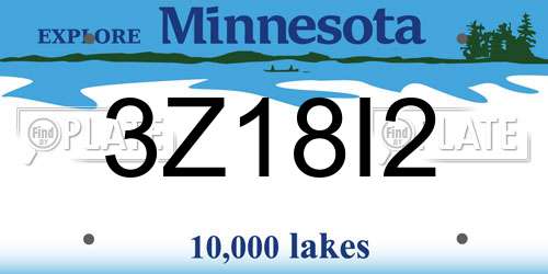 3Z18I2 Minnesota License Plate