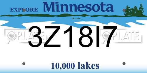 3Z18I7 Minnesota License Plate