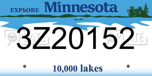 3Z20152 Minnesota License Plate