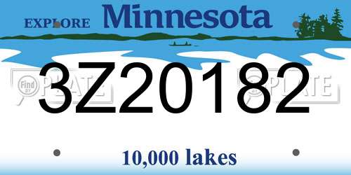3Z20182 Minnesota License Plate