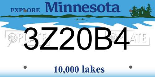 3Z20B4 Minnesota License Plate