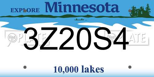 3Z20S4 Minnesota License Plate