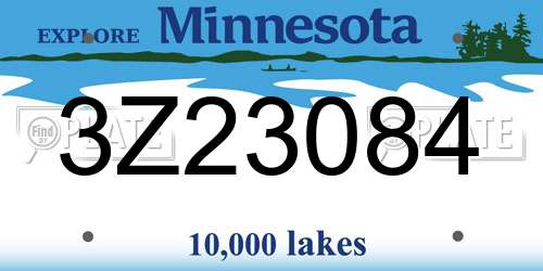 3Z23084 Minnesota License Plate