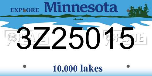 3Z25015 Minnesota License Plate