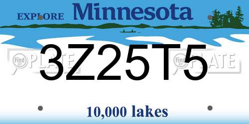 3Z25T5 Minnesota License Plate