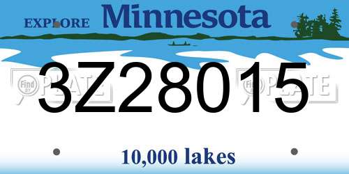 3Z28015 Minnesota License Plate
