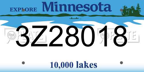 3Z28018 Minnesota License Plate