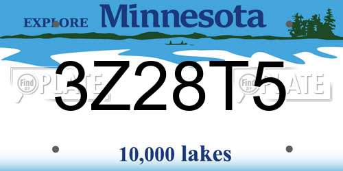 3Z28T5 Minnesota License Plate