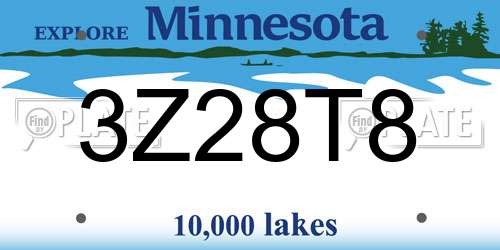 3Z28T8 Minnesota License Plate
