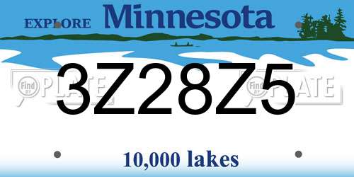 3Z28Z5 Minnesota License Plate