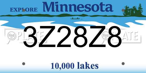 3Z28Z8 Minnesota License Plate