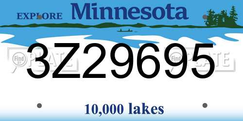 3Z29695 Minnesota License Plate